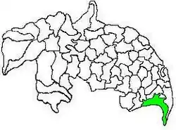 Mandal map of Guntur district showing Nizampatnam mandal (in green)