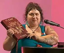 Lamm reads from her experimental novel 515 Clues at the San Francisco Public Library in 2015
