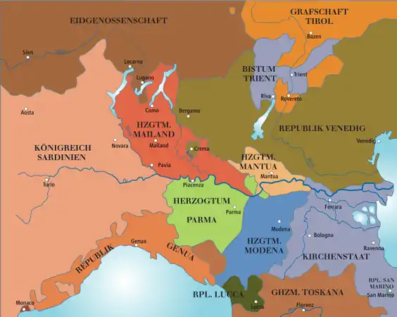 1796: Northern Italy beforethe French invasion