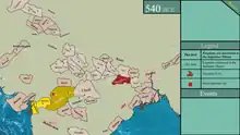 Map depicting 16 mahajanapadas kingdoms and other kingdoms of vedic era India in 540 BCE.[citation needed]