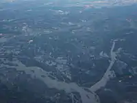 A January 2011 aerial view of North Pole, looking north, with the Tanana River to the southwest of it
