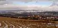 The Most Basin between Ústí nad Labem (right) with view of the escarpment of the Ore Mountain fault-block