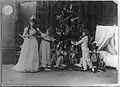 Stanislava Belinskaya as Clara, Lydia Rubtsova as Marianna, and Vasiliy Stulkolkin as Fritz cotumed in Vsevolozhsky's costumes designs for the Ivanov/Petipa/Tchaikovsky The Nutcracker (1892)