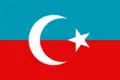 One of the proposed projects of the flag of Uzbekistan by the democratic movement, based on Turkestan Autonomy flag (1991)