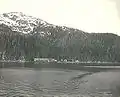 Cannery and village of Orca, about 3 miles (4.8&nbsp;km) northeast of present-day Cordova, E.S. Curtis, June 1899