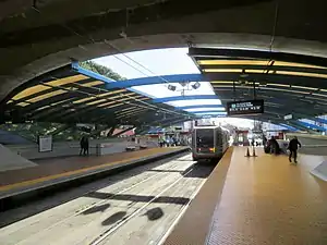 An outbound M Ocean View train at West Portal station, 2018