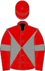 Red and grey diabolo, red sleeves, grey armlets, red cap
