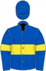 Royal blue, yellow hoop and armlets