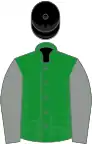 Green, grey sleeves ,black cap