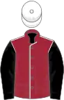 MAROON,white seams, black sleeves, white cap
