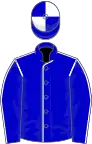 Blue, white seams, quartered cap