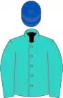 Turquoise, royal blue cap
