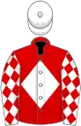 RED, white diamond, white sleeves, red diamonds, white cap