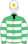 EMERALD GREEN and WHITE HOOPS, white cap, yellow star
