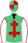 Emerald Green, Red Cross of Lorraine, White sleeves, Red seams, Emerald Green and Red quartered cap