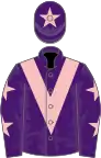 Purple, pink chevron, purple sleeves, pink stars, purple cap, pink star