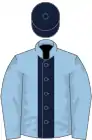 Light blue, dark blue stripe and cap