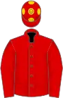Red, gold horse, spots on cap