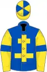 Royal blue, yellow cross of lorraine, yellow sleeves, royal blue armlet, segmented cap