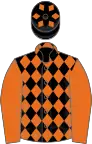 Black and orange diamonds, orange sleeves