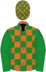 Orange and green checked, green sleeves