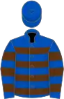 Royal blue and brown hoops, royal blue cap