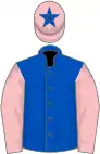 Royal blue, pink sleeves, pink cap, royal blue star