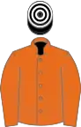 Orange, black and white hooped cap