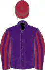 Purple, maroon and purple striped sleeves, maroon cap