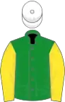 Emerald Green, Yellow sleeves, White cap