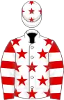 White, Red stars, Red and White hooped sleeves