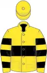 Yellow, black hoop, hooped sleeves