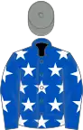 Royal blue, white stars, grey cap