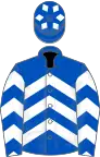 Royal blue and white chevrons, royal blue cap, white diamonds