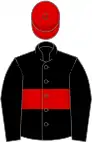 Black, red hoop and cap