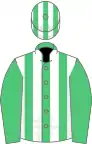 Emerald green, white stripes on body and cap