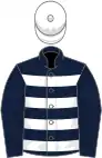 Dark Blue And White hoops, Dark Blue sleeves, White cap
