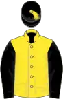 Yellow, black sleeves and cap with yellow tassel