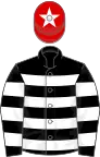 Black and white hoops, red cap, white star