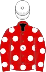 Red, white spots, white cap