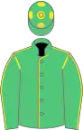 EMERALD GREEN, yellow seams, emerald green cap, yellow spots