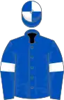 Royal blue, white armlet, quartered cap