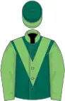 DARK GREEN, LIGHT GREEN chevron, collar and sleeves, DARK GREEN cap, LIGHT GREEN peak