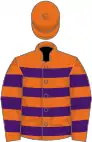 Orange and purple hoops, orange cap