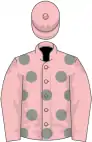Pink, grey spots, pink sleeves and cap