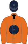 Orange, dark blue disc, dark blue cap