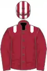 Garnet, white epaulettes, maroon sleeves, white cap, maroon striped
