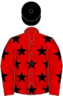 Red, black stars, black cap