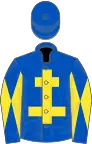 Royal Blue, Yellow Cross of Lorraine, diabolo on sleeves