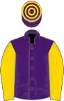 Purple, Gold sleeves, hooped cap